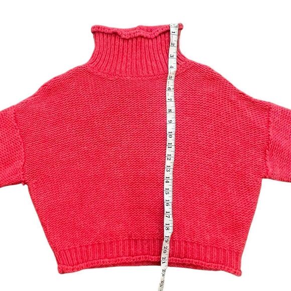 Anthropologie Cropped Turtleneck Sweater | Made in Italy | XS | Coral Knit - Picture 4 of 9